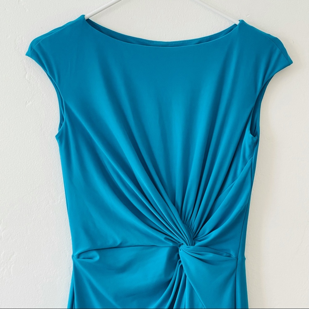 Form Fitting Tie Cinch Waist Cap Sleeve Dress - Picture 3 of 7